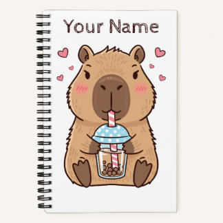 Cuaderno Cute Capybara Sipping Boba Tea