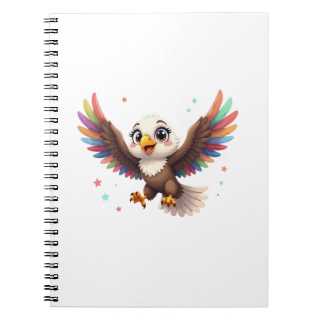 Cuaderno Cute Cartoon Eagle Flying – Friendly Vector Art (Frente)