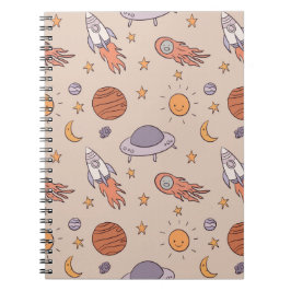 Cuaderno Cute Cartoon Outer Space Seamless Pattern Design