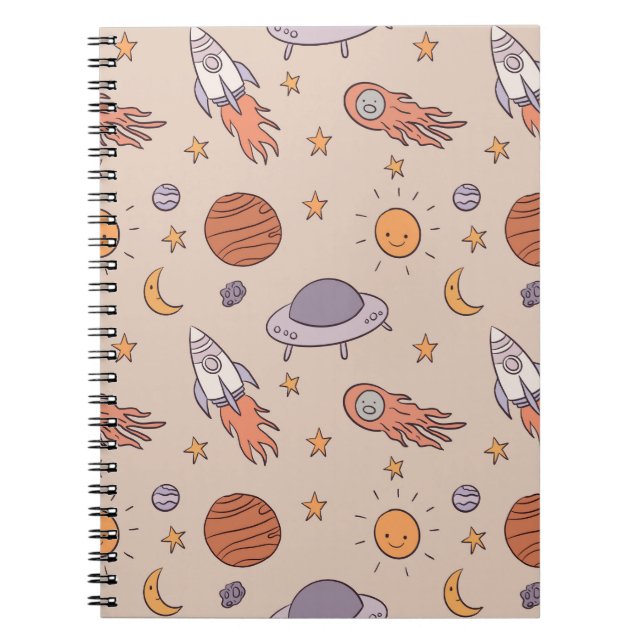 Cuaderno Cute Cartoon Outer Space Seamless Pattern Design (Frente)