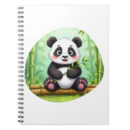 Cuaderno Cute Cartoon Panda on Bamboo Patch