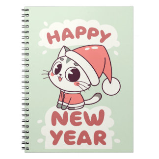 Cuaderno cute cat  happy new year notebook