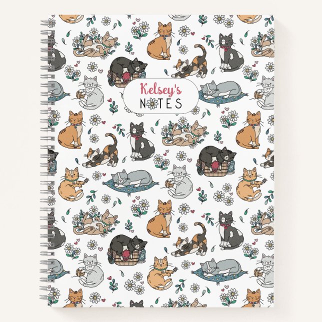 Cuaderno Cute Cat Pattern Chicas Escuela (Anverso)