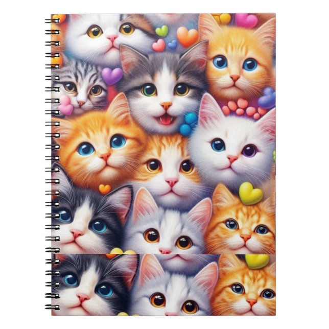 Cuaderno Cute Cat Rostros de bloc de notas Siral (Frente)
