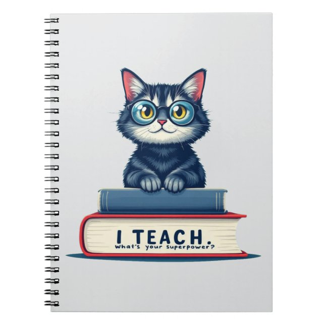 Cuaderno Cute Cat Teacher  | I Teach What's Your Superpower (Frente)
