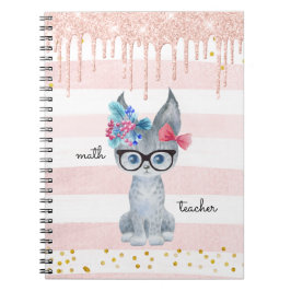 Cuaderno Cute Cat with Glasses Math Teacher Notebook