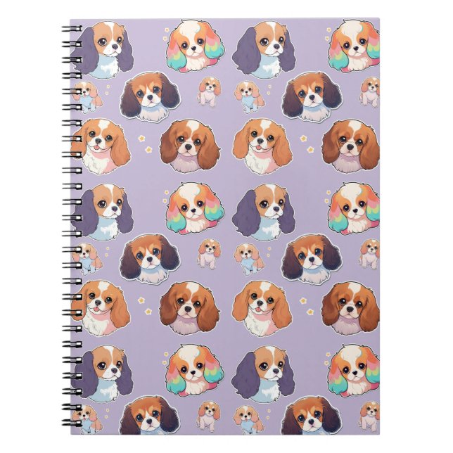 Cuaderno Cute Cavalier King Charles Unicorn Pastel patrón (Frente)