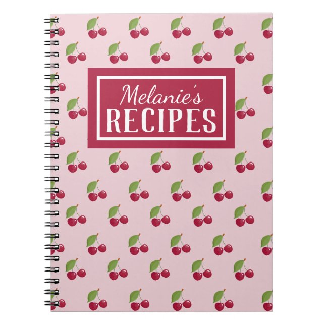 Cuaderno Cute Cherry Pattern Personalised Recipe (Frente)
