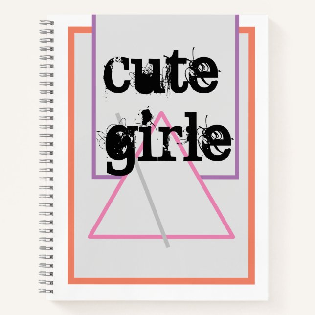 Cuaderno CUTE_CHICAS_PINK_AND_GRAY_BLACK_Spiral (Anverso)