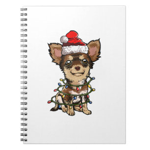 Cuaderno Cute Chihuahua Santa Christmas Tree enciende Navid
