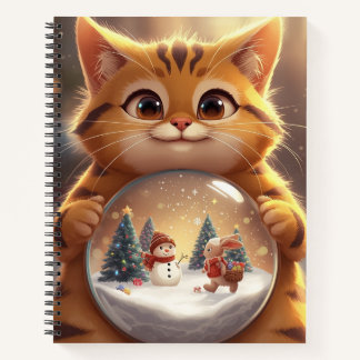 Cuaderno Cute Christmas Cat Snow Globe Notebook