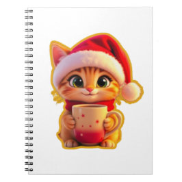Cuaderno **Cute Christmas Cat with Santa Hat – Funny Holida