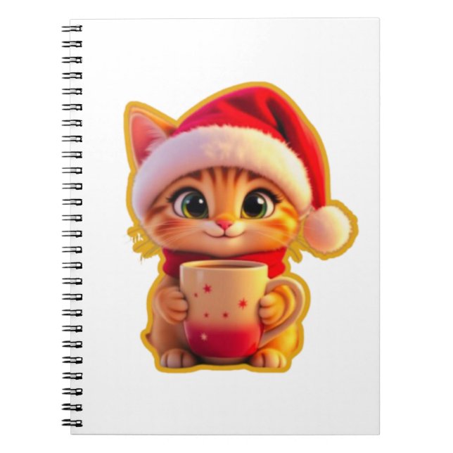 Cuaderno **Cute Christmas Cat with Santa Hat – Funny Holida (Frente)