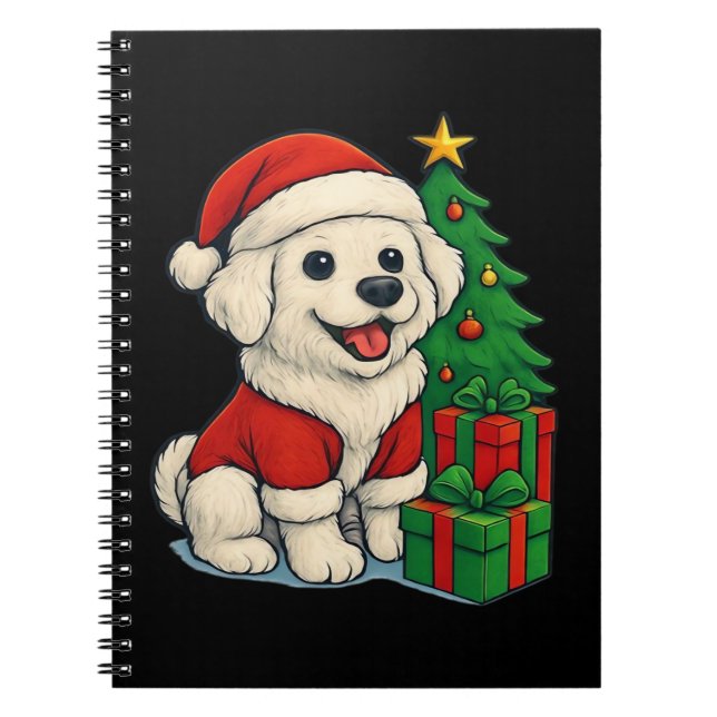 Cuaderno Cute Christmas Dog, Santa Hat Dog, With Christmas  (Frente)