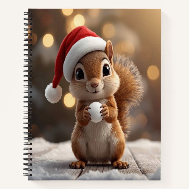 Cuaderno Cute Christmas Squirrel Deluxe Spiral Notebook (Anverso)