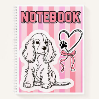 Cuaderno Cute Cocker Spaniel Puppy Pink Striped Notebook