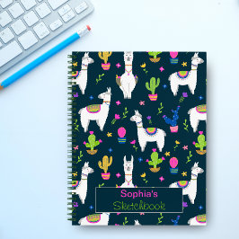 Cuaderno Cute Colorful Alpaca Cactus Personalized Name