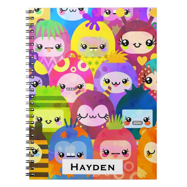Cuaderno Cute Colorful Cartoon People Personalised (Frente)