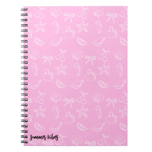 Cuaderno Cute Coquette Bows and Cherries Pattern Notebook (Frente)