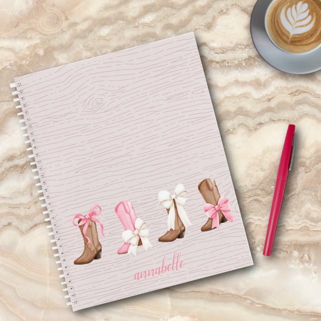 Cuaderno Cute Coquette Cowgirl Boots personalizado (Cute Coquette Cowgirl Boots Personalized Notebook)