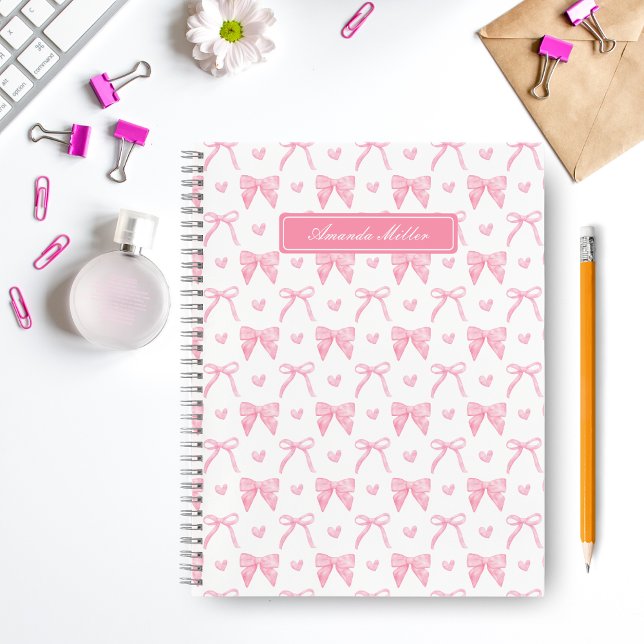 Cuaderno Cute Coquette Rosa Corazón Corazón Nombre Personal (Subido por el creador)