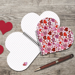 Cuaderno Cute corazones rojos rosados patrón de amor Blush