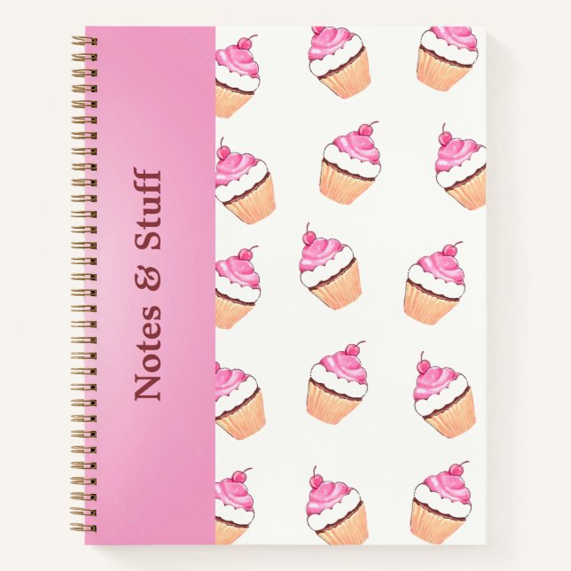 Cuaderno Cute cupcake patrón bloc de notas (Anverso)