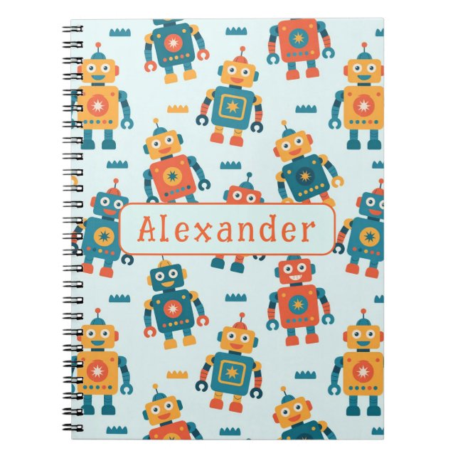 Cuaderno Cute Customizable Robot Print (Frente)