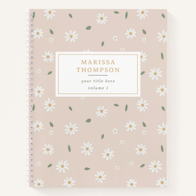 Cuaderno Cute Daisy Floral Blossoms & Greenery (Anverso)