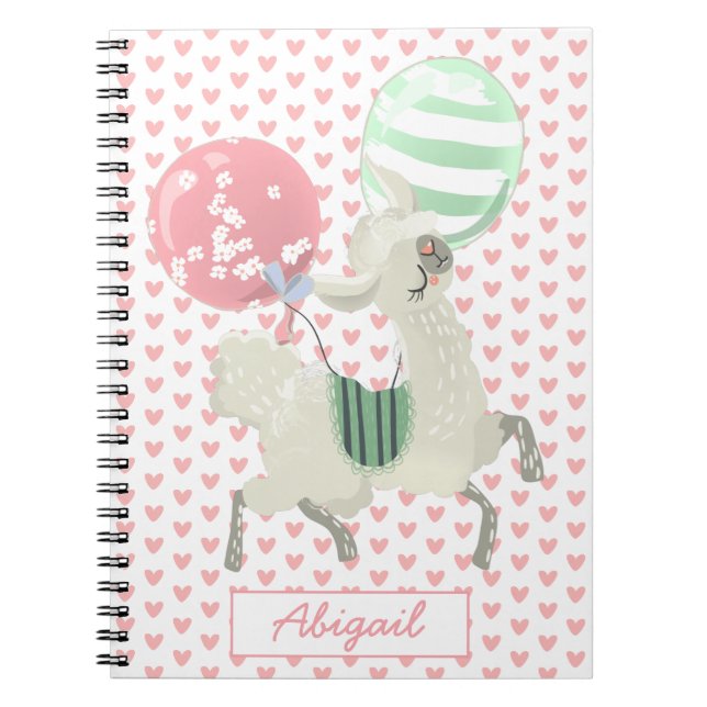 Cuaderno Cute Dancing Lama con. Globos - Portátil para niño (Frente)