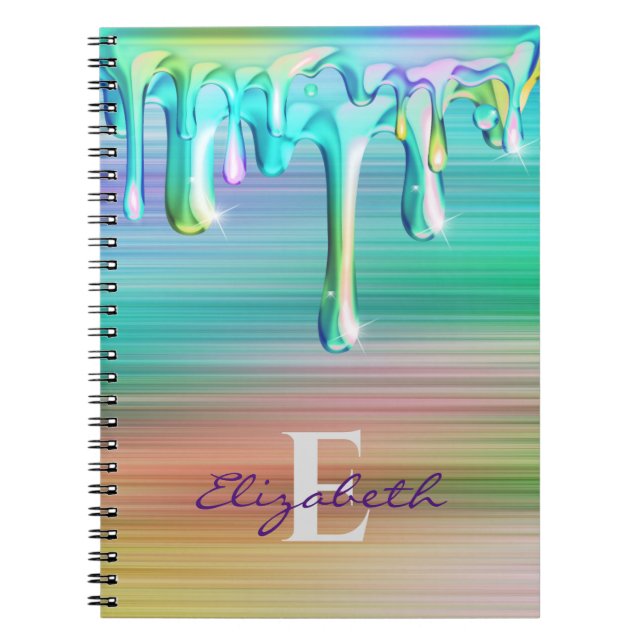 Cuaderno Cute Degradado Cepillado Metal Gotear Helado (Frente)