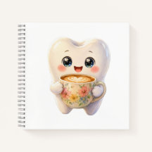 Cute Dental Coffee Lover Kawaii Character Cuadrado
