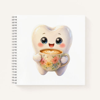 Cuaderno Cute Dental Coffee Lover Kawaii Character Cuadrado