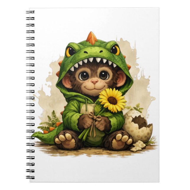 Cuaderno Cute Dino Monkey Notebook – Kawaii Animal (Frente)