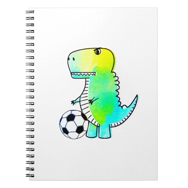 Cuaderno Cute Dinosaur ama al fútbol acuarela (Frente)