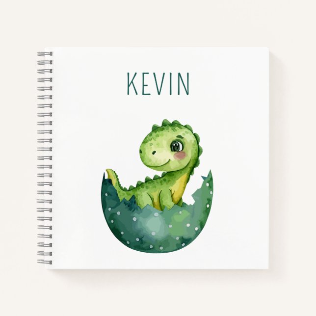 Cuaderno Cute Dinosaur Gender Neutral Watercolor Custom Kid (Anverso)