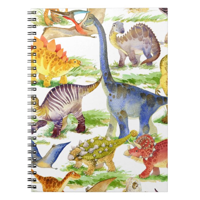 Cuaderno Cute Dinosaurios Acuarela Arte Sin Marea (Frente)