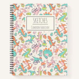 Cuaderno Cute Dinosaurios Rosa Personalizados Sketchbook