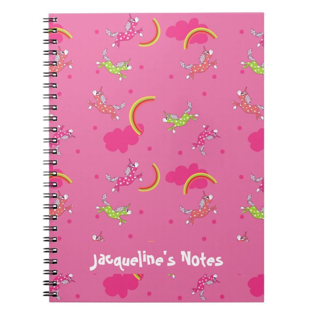 Cuaderno Cute Diversión Unicornio patrón de personalizado r (Frente)