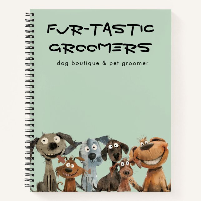 Cuaderno Cute divertida acuarela Perro Groomers Boutique Bl (Anverso)