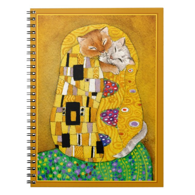 Cuaderno Cute divertido Klimt La burla del beso de oro (Frente)