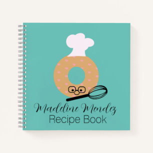 Cuaderno Cute Donut Baker Receta Niños Bloc de notas azul