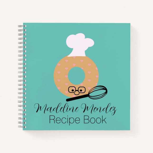 Cuaderno Cute Donut Baker Receta Niños Bloc de notas azul (Anverso)