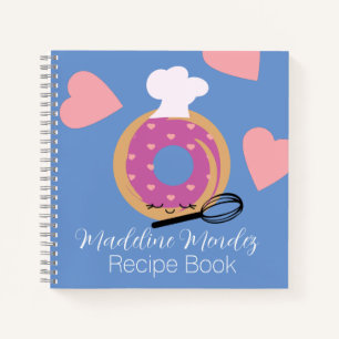 Cuaderno Cute Donut Bakery Receta Niños Bloc de notas azul