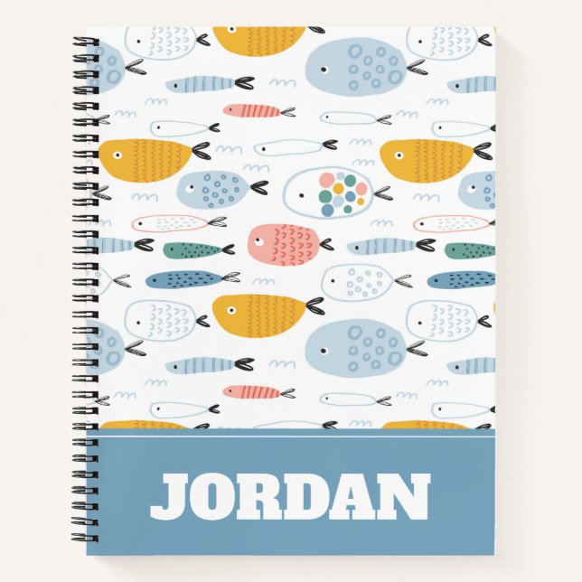 Cuaderno Cute Doodle School of Fish Pattern (Anverso)