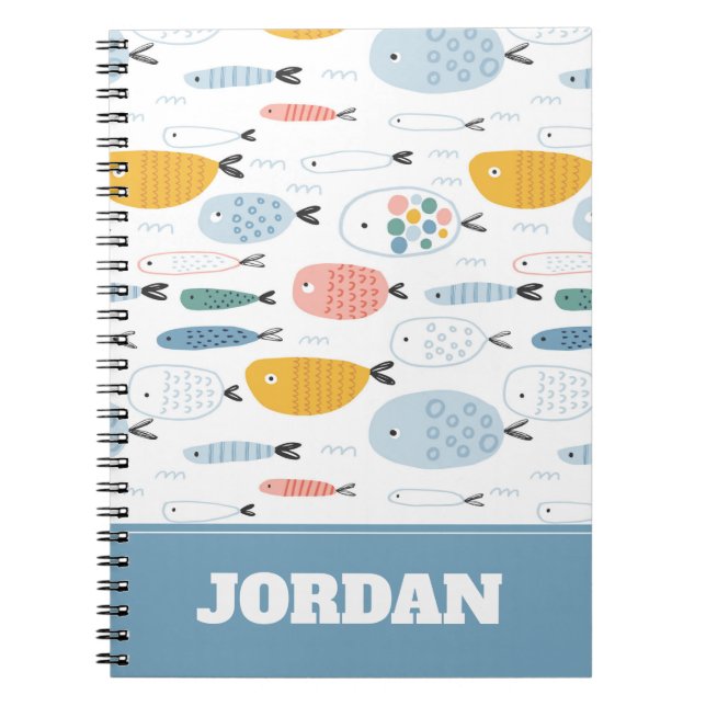Cuaderno Cute Doodle School of Fish Pattern (Frente)