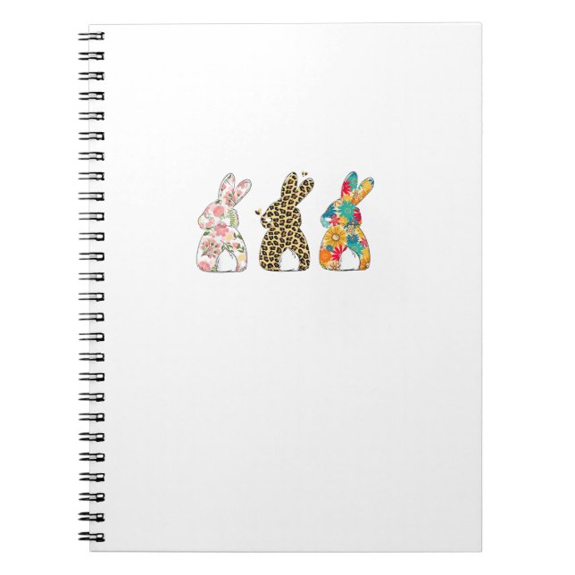 Cuaderno Cute Easter Bunnies Leopard Bunny and Flower Bunni (Frente)