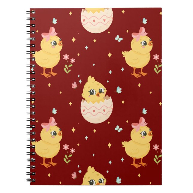 Cuaderno Cute Easter Chick with Pink Bow Seamless Pattern  (Frente)