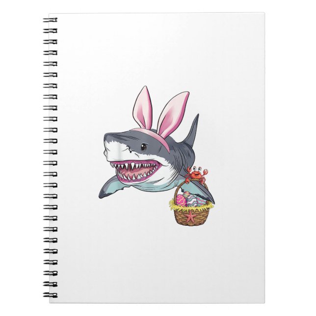 Cuaderno Cute Easter Shark Bunny Ears Basket Eggs Happy Eas (Frente)