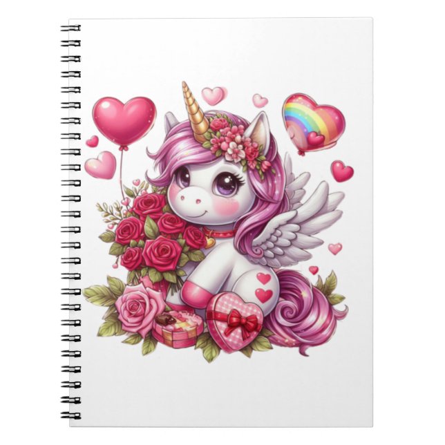 Cuaderno Cute El día de San Valentín unicorn (Frente)